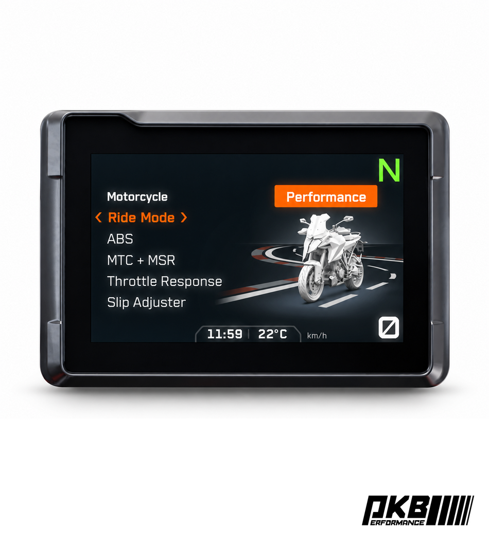 Bearbeitete KTM TFT-Beispielabbildung für den Codierungsservice von PKB Performance; keine Zusage einzelner Funktionen.