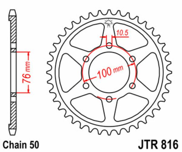 JT SPROCKETS Steel Standard Rear Sprocket 816 - 530 (JTR816.44)