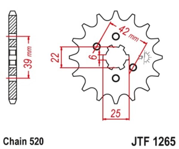 JT SPROCKETS Steel Standard Front Sprocket 1265 - 520 (JTF1265.13)