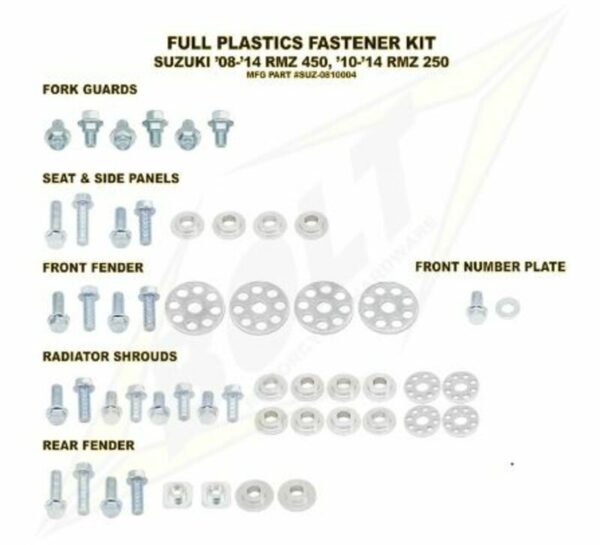 Complete set of Bolt plastic screws for Suzuki RM-Z450 /250 (SUZ-0810004)