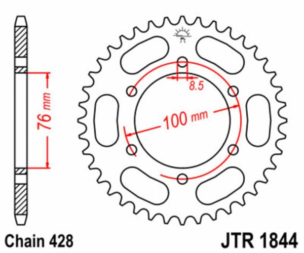 JT SPROCKETS Steel Standard Rear Sprocket 1844 - 428