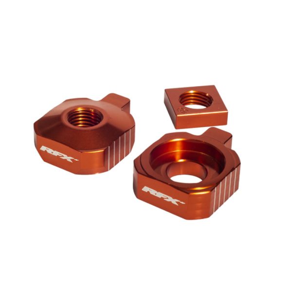 RFX Pro Rear Axle Adjuster Blocks (Orange) - KTM SX65