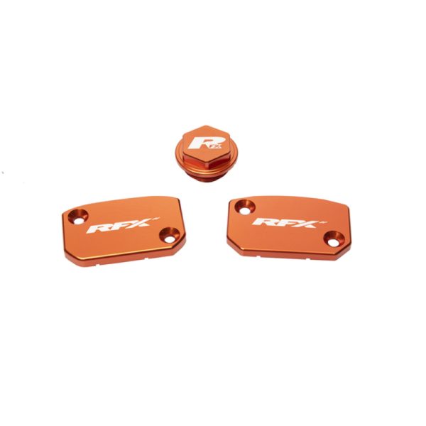 RFX Pro Reservoir Cap Kit Kit (Orange) - KTM SX/SXF (Brembo Brake and Clutch)