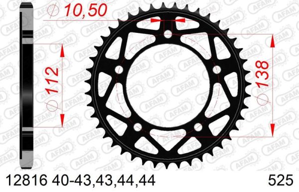 AFAM Steel Standard Rear Sprocket 12816 - 525