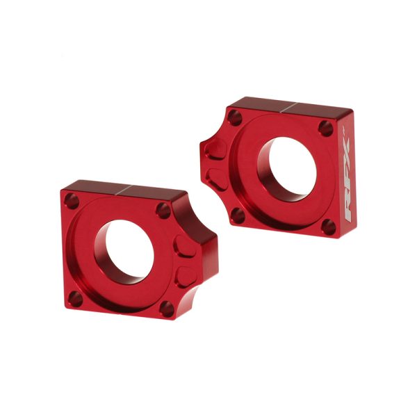 RFX Pro Rear Axle Adjuster Blocks (Red) - Honda CRF150