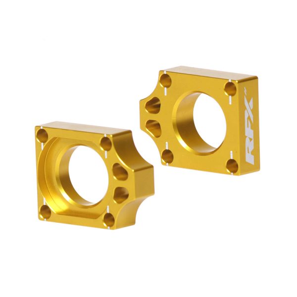 RFX Pro Rear Axle Adjuster Blocks (Yellow) - Suzuki RMZ250/450