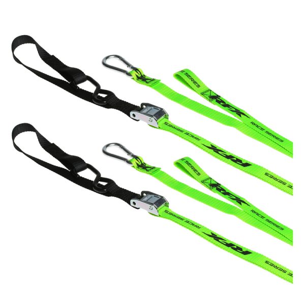 RFX Race Series 1.0 Tie Downs (Hi-Viz/Black) With Extra Loop & Carabiner Clip