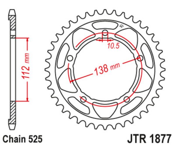 JT SPROCKETS Steel Standard Rear Sprocket 1877 - 525