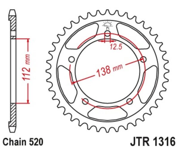 JT SPROCKETS Steel Standard Rear Sprocket 1316 - 520