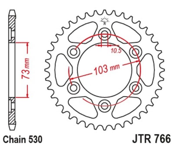 JT SPROCKETS Steel Standard Rear Sprocket 766 - 530